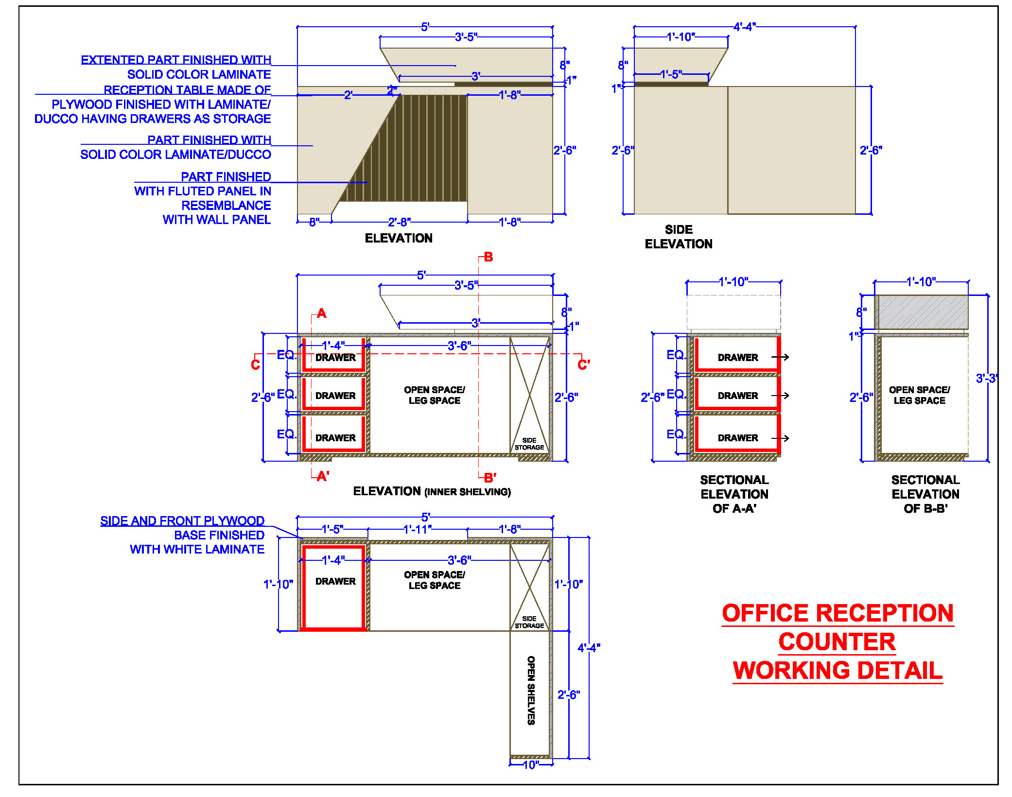 Sleek Office Reception Counter AutoCAD DWG Drawing